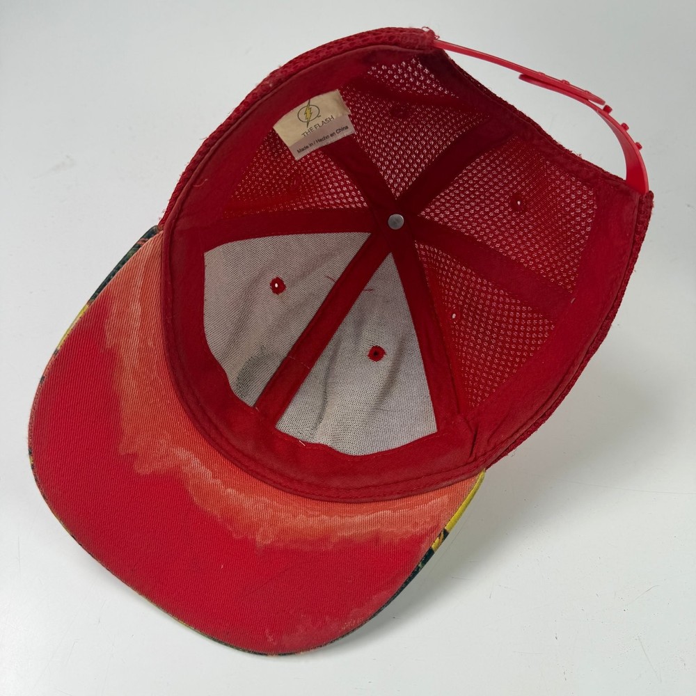 The Flash Hat Boys Red Mesh Snapback Flat Brim Baseball Cap DC Comics