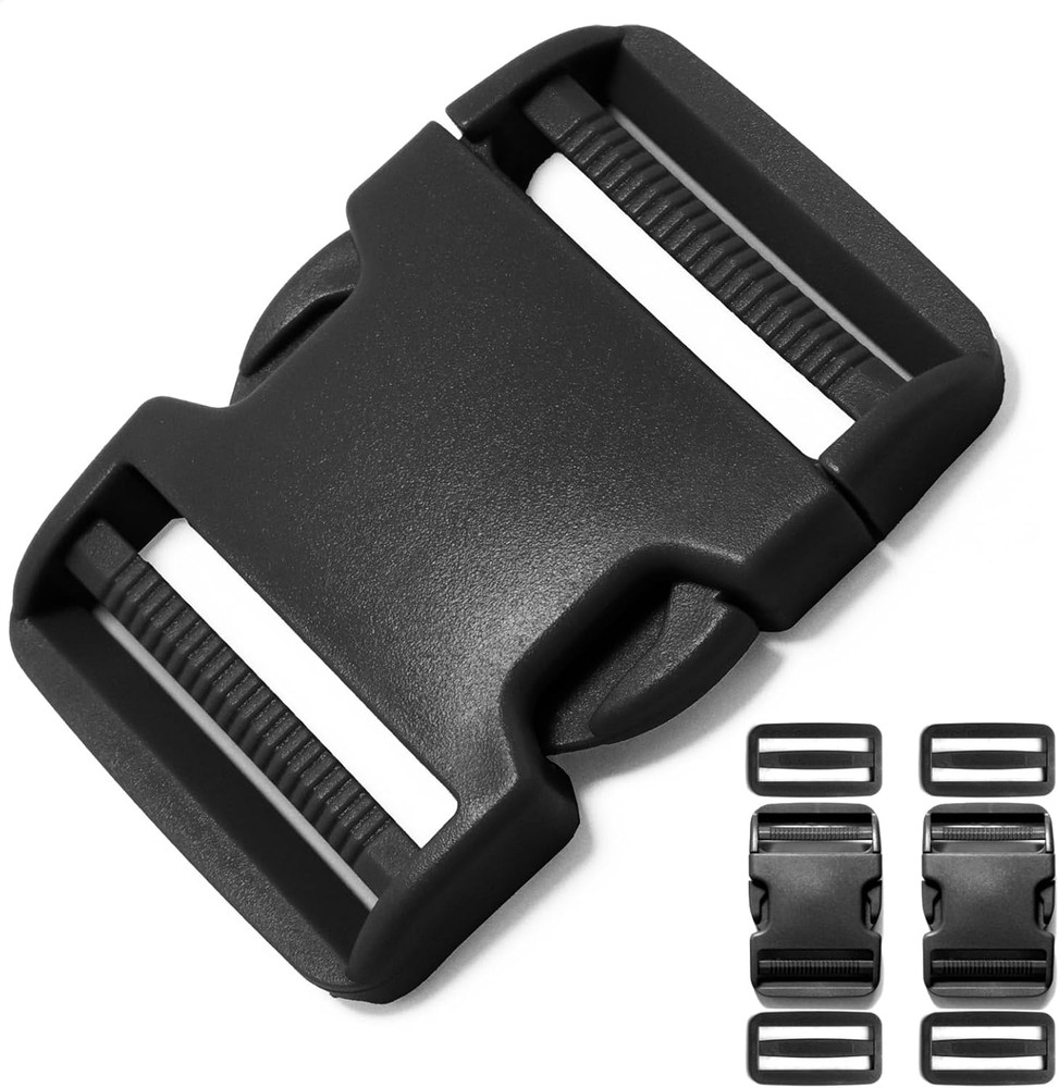2pcs Heavy Duty 2" Side Release Buckles - Adjustable Plastic Clips Straps 50MM