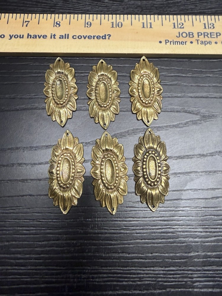 6 Vintage, Solid Brass, Decorative Ormolu Cabinets Antique (58)