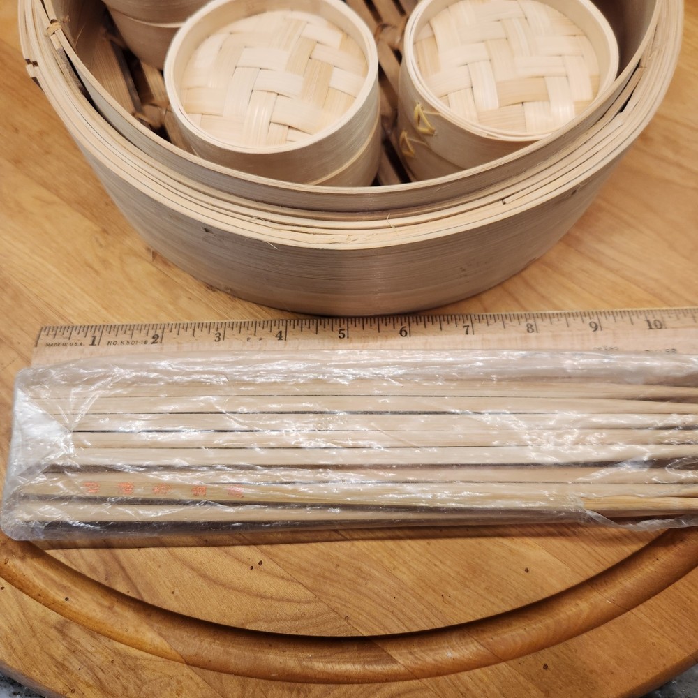 10 Inch Bamboo Steamer With 5 Mini Dimsum + Chopsticks