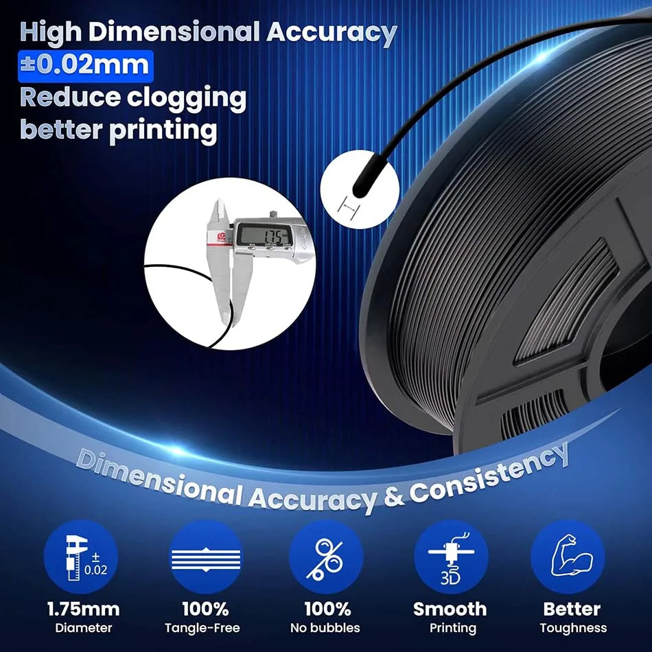 JAYO PLA+ 5KG Large Spool Black 1.75mm Filament 3D Printer PLA Plus No Bubbles