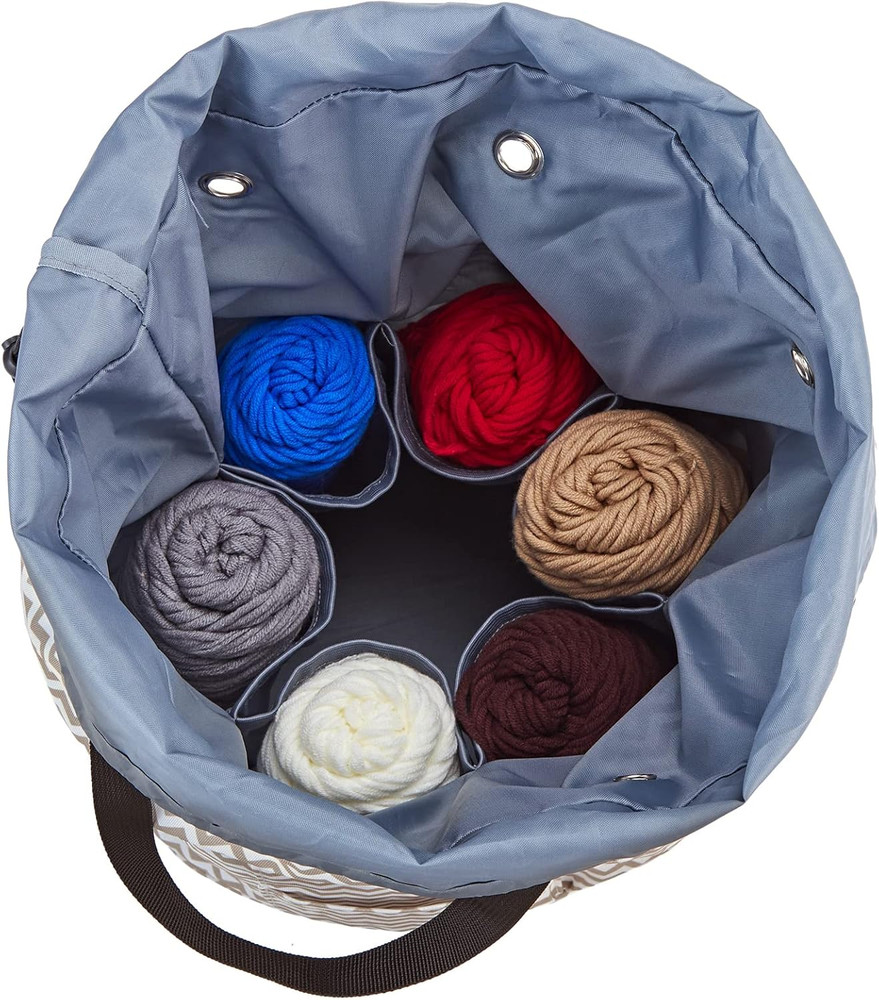 Large Crochet Bag with Customized Front Compartment for Knitting Accessories, Ya