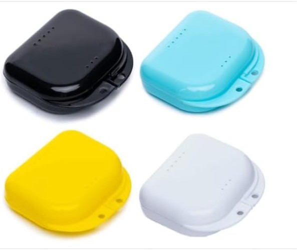 4-Pack Vented Retainer & Denture Cases - Durable, Easy to Clean, Color Options