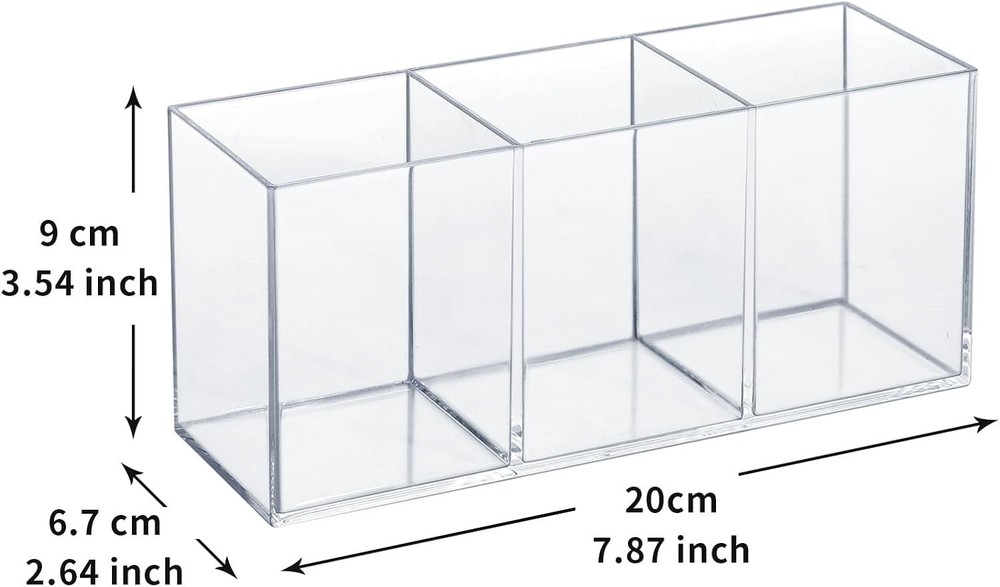 Clear Acrylic Silverware & Pen Organizer Caddy, Transparent Plastic