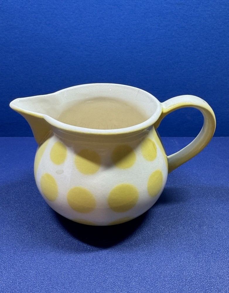Ceramic Pitcher White With Yellow Polka Dots Pitcher READ