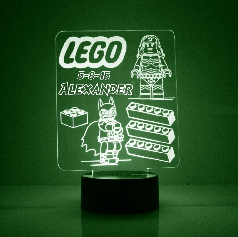 Lego DC Universe, Batman LED Night Light, with Remote Control, Engraved