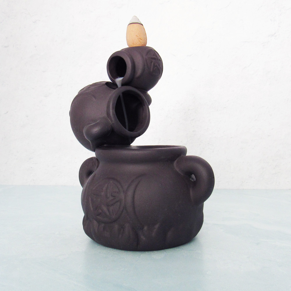 Triple Moon Cauldron Backflow Incense Burner NEW Ceramic Wicca Witchcraft