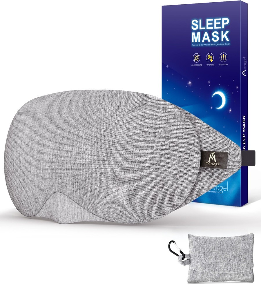 Cotton Sleep Eye Mask - Updated Design Light Blocking with Adjustable Nose Br...