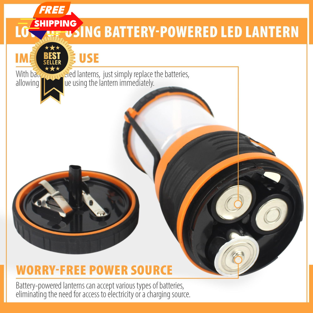LED Camping Lantern, Battery Powered 1800LM, 4 2 Pack, Orange