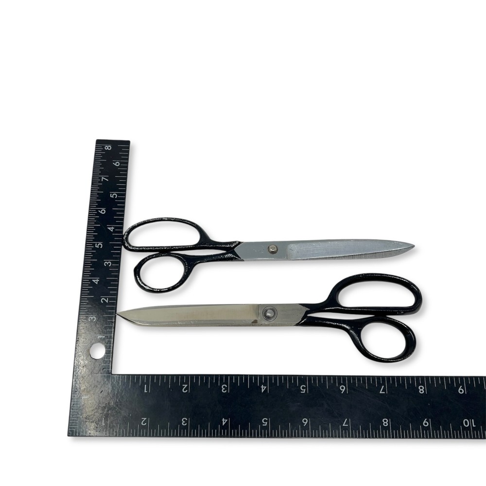 Vintage Style Tailor Shears Lot, Black Handle Sewing Scissors, 2 Pcs