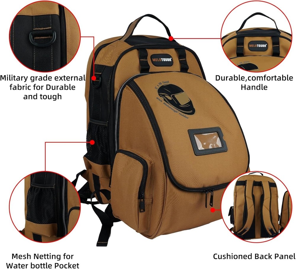 MELOTOUGH Welding Tool backpack for Tools and Helmet Extreme Gear Pack with