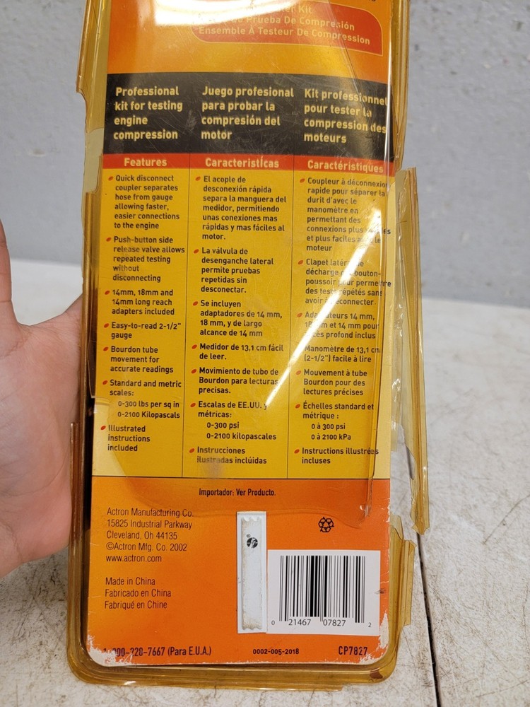 ACTRON COMPRESSION TESTER KIT MODEL : CP7827 Brand new