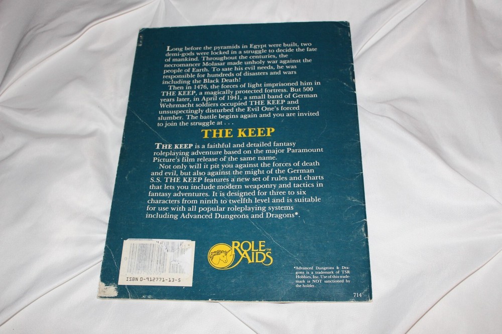 The Keep, Role Aids Module, Based on F. Paul Wilson novel, AD&D module