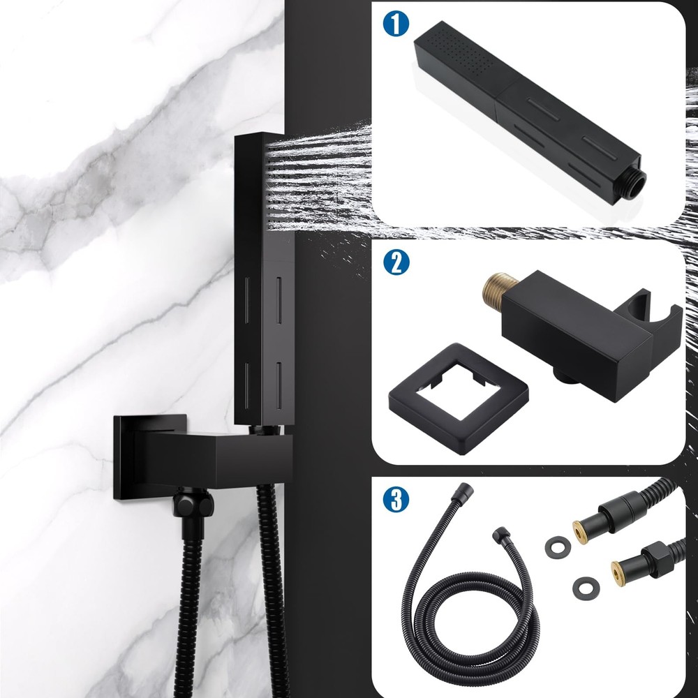 Matte Black Brass 2 in 1 Function Handheld Shower Sprayer Head