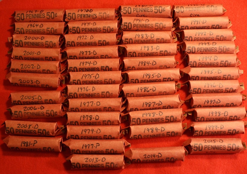 2021-D Lincoln Shield Cent Penny 50 Coin roll Circulated