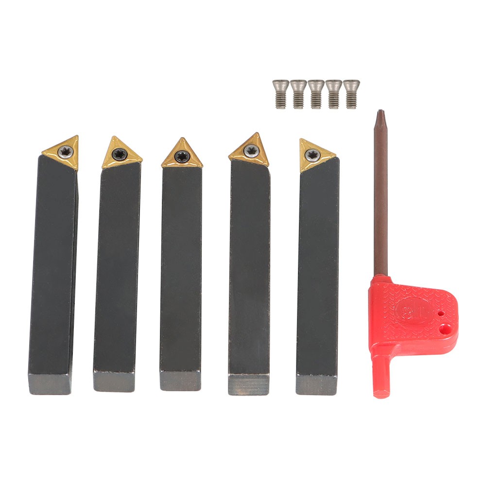 5 Pcs 3/8" Indexable Carbide Insert Turning Tooling Bit Holder Set For Lathe
