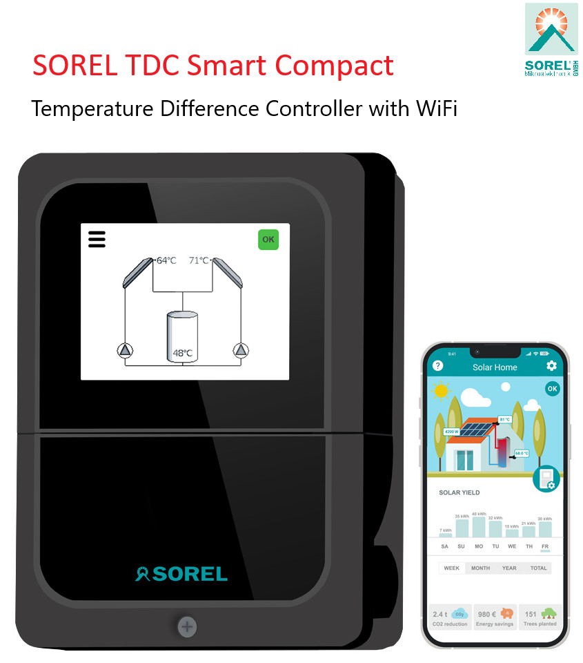 SOREL Solar Hot Water Heater Temp Difference Controller TDC Smart Compact WiFi