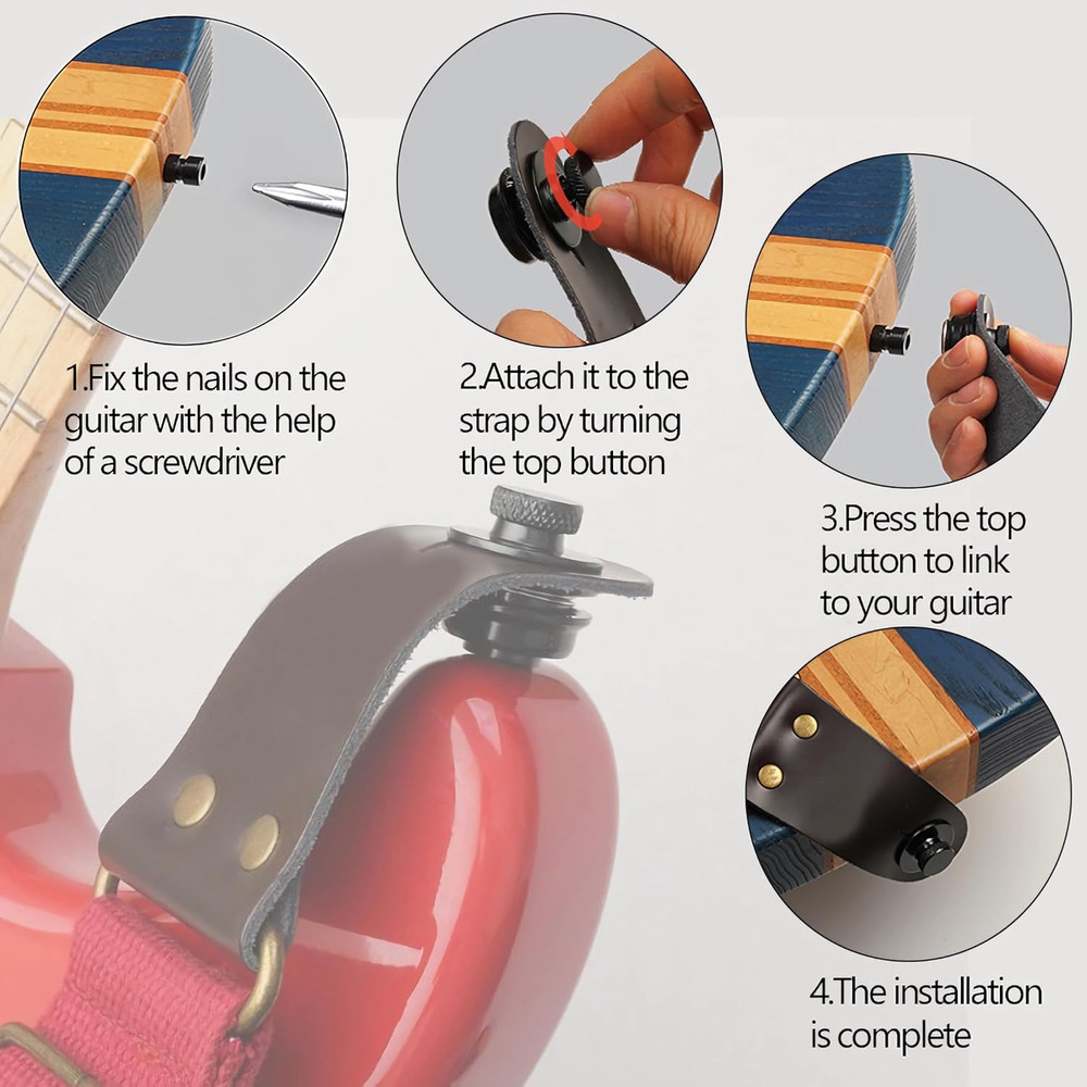 2Pcs - Guitar Strap Lock, Button Quick Install/Release Strap Lock, Guitar Strap