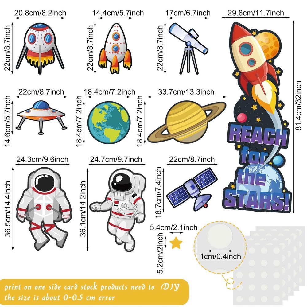 42 Pcs Outer Space Bulletin Board Decoration Set Solar System Astronaut Class...