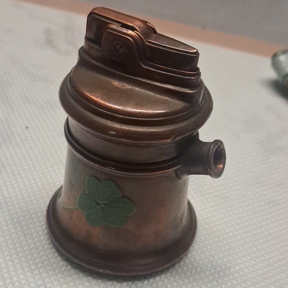 Ronson Vintage Table Lighter Copper Finish with Clover