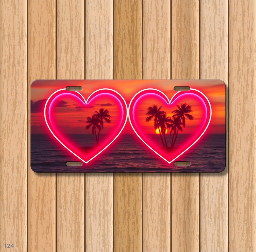 Romantic Couples Hearts Design Add Text License Plate Customizable Decor
