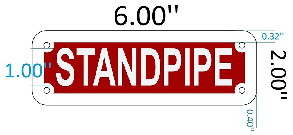 STANDPIPE SIGN (RED REFLECTIVE , ALUMINIUM 2X6 ) ref1020-REF24-1027