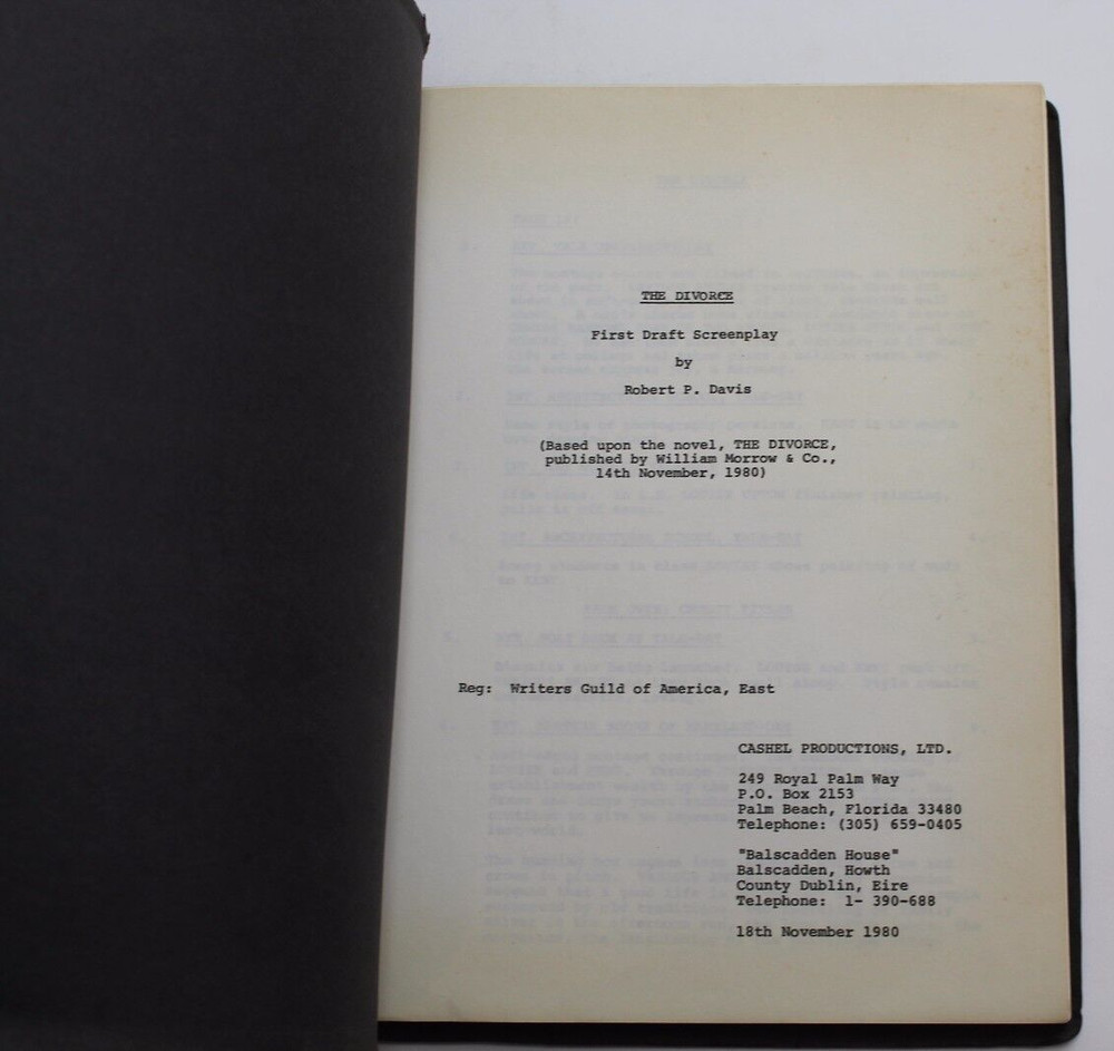 THE DIVORCE / Robert P. Davis 1980 Unproduced Screenplay