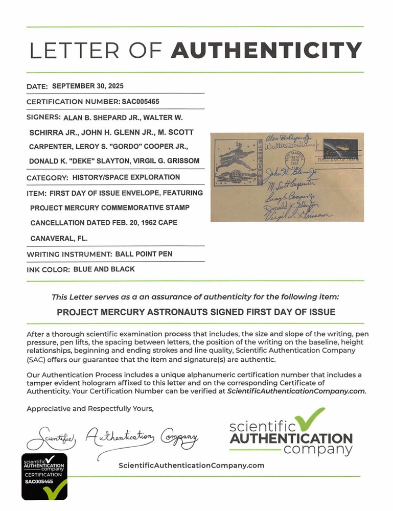 🚀 Mercury 7 Astronauts Signed Postmarked Envelope All 7 Autographs! 🚀