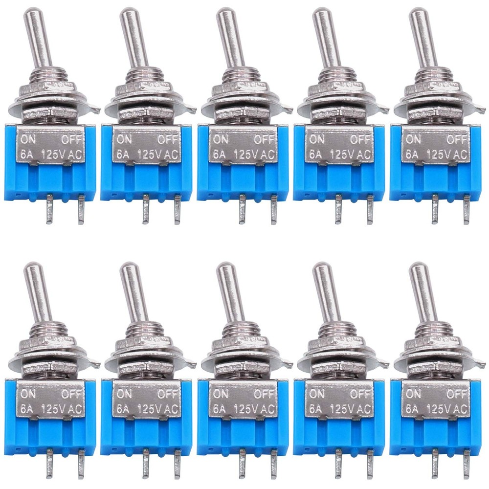 Taiss 10PCS SPST Mini Toggle Switch 2 Pin 2 Position ON/Off Miniature Toggle ...