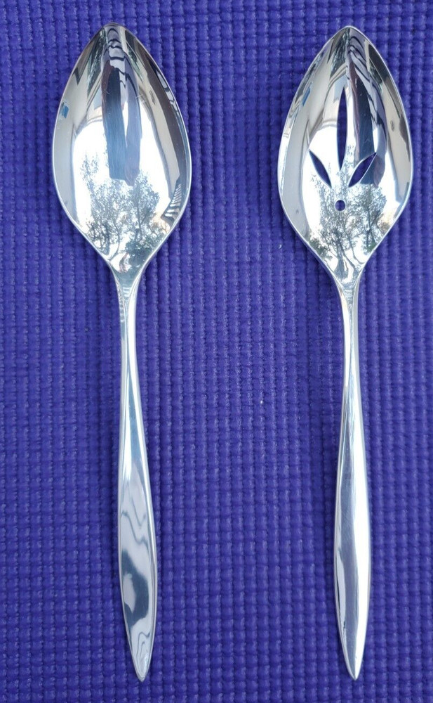 Oneida Nobility Plate Silverplate Lady Empire PIERCED & SOLID SERVING SPOONS
