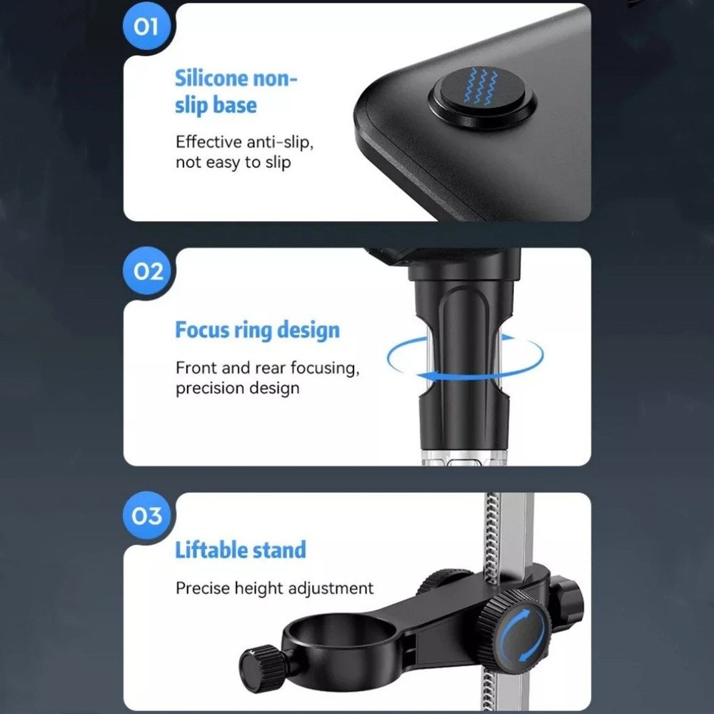 1200X 1080P Video Focusing Digital Microscope Camera With 7 "IPS Screen