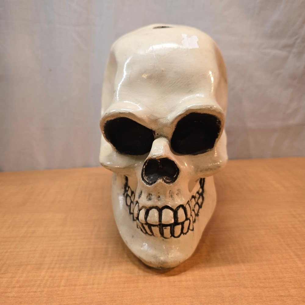Large 9" Ceramic Human Skull from Mexico Decorative Heavy