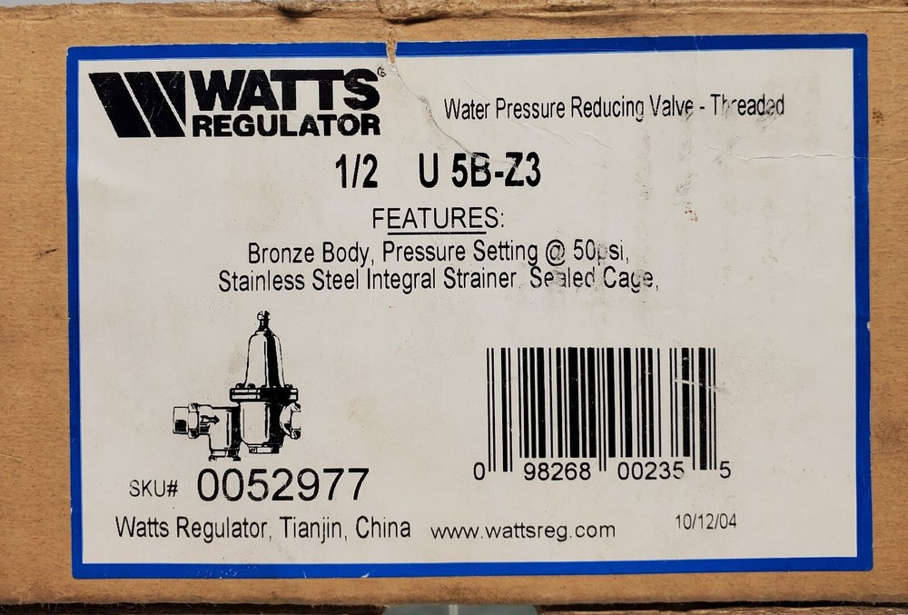 Water Pressure Reducing Valve 1/2"  U5B-Z3
