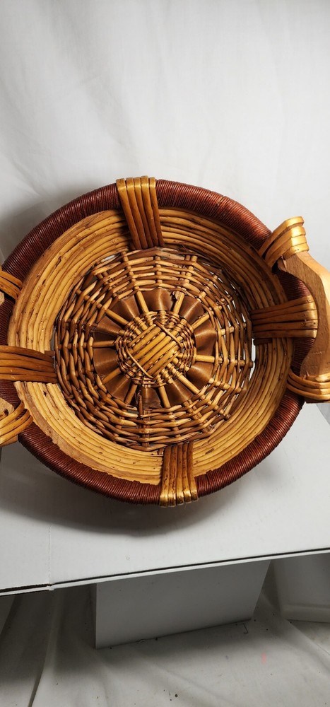 Woven Basket With Wooden Handles