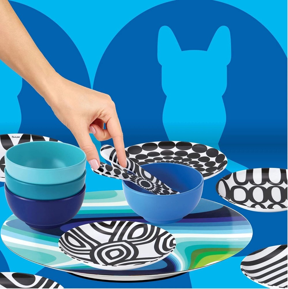 French Bull 12-Piece Dinnerware Set Black & White Medium, Black/White