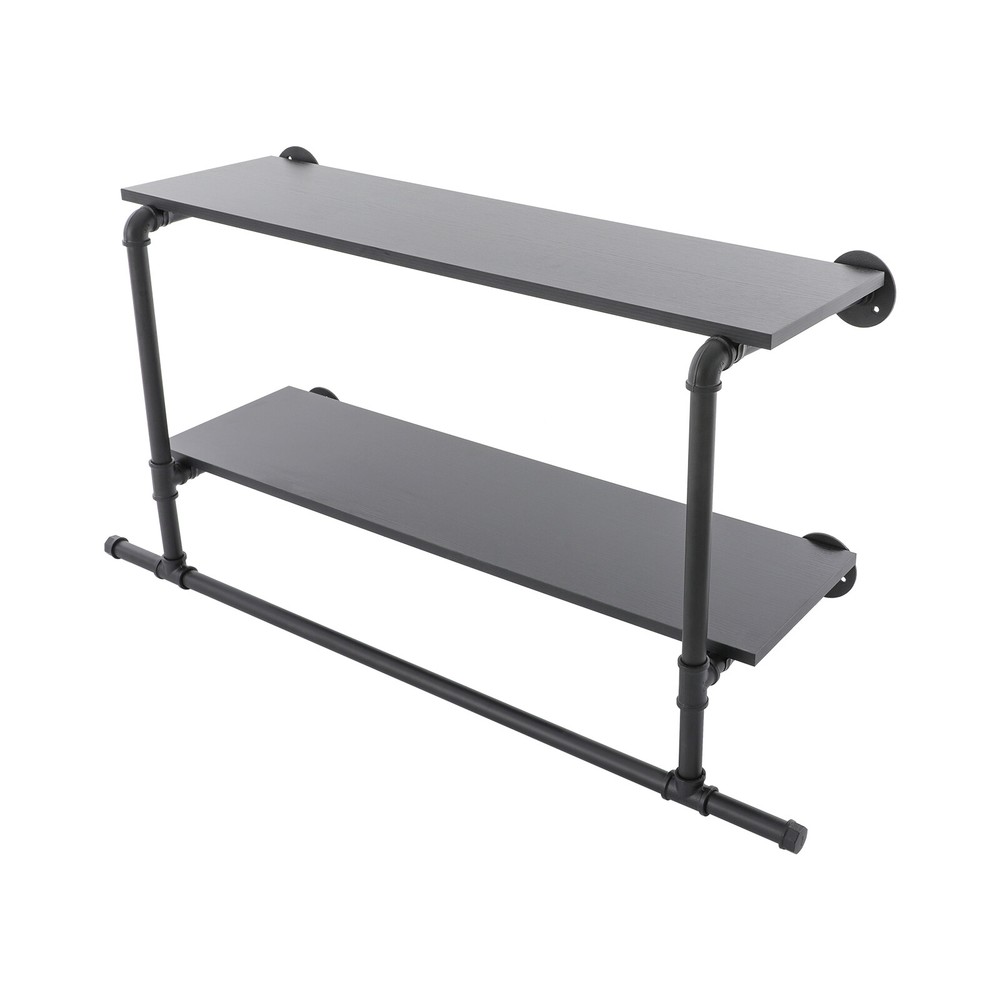 Clothes Display Rack with 2-tier Shelves Wall Mounted Clothes Rack Garment Rack