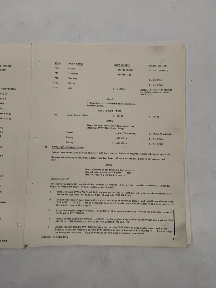 Bendix Model RS-10B2 Fuel Injection System Installation Instructions-Original
