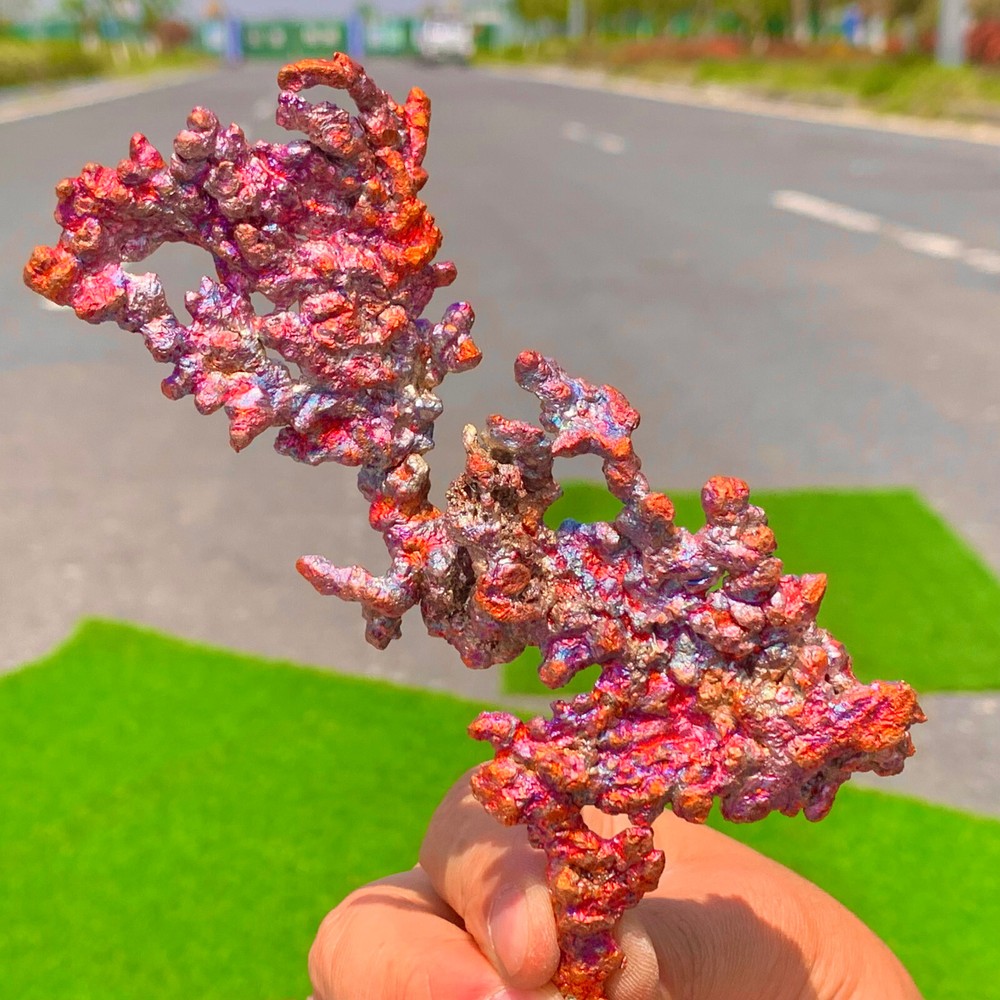 487G Rare!! iridescent Native Copper crystal mineral specimen