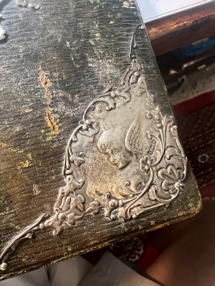 Victorian 1904 Writing Desk with Silver Angels