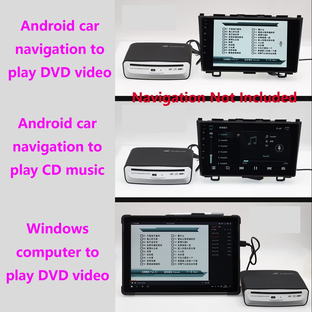 External Car Universal CD Player Machine, Vehicle External USB CD Player for Car