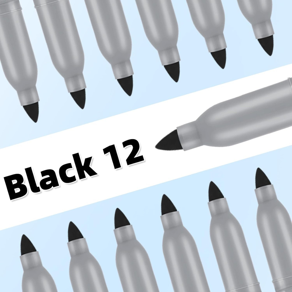 Permanent Markers, 12 Packs Permanent Markers Bulk, Quick Drying in One Second,