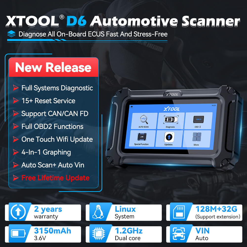 🔥2025 NEWEST XTOOL D6 OBD2 Scanner Code Reader Full System Car Diagnostic Tool