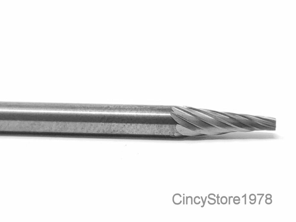 SM41S Cone Shape SOLID Carbide Burr Bur Cutting Tool Die Grinder Bit 1/8"