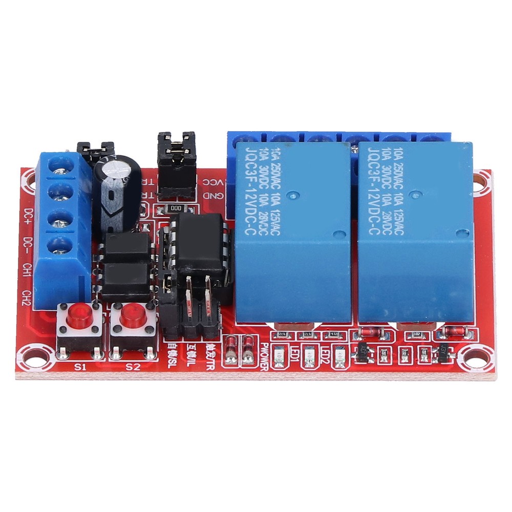 Relay Module 2 Channel Button Self-Locking Interlock High Low Level Trigger