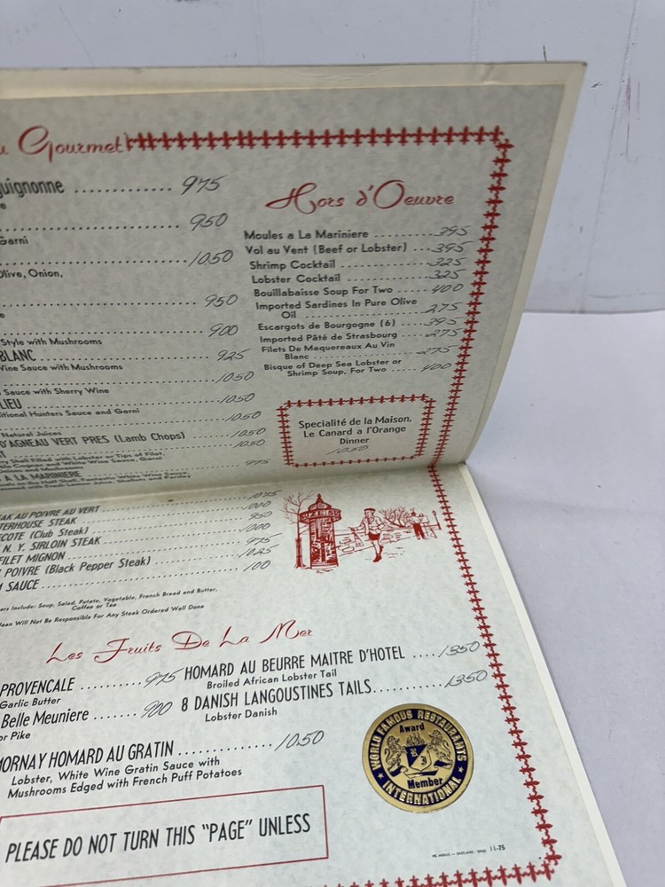chez jean menu paris rare find see pics
