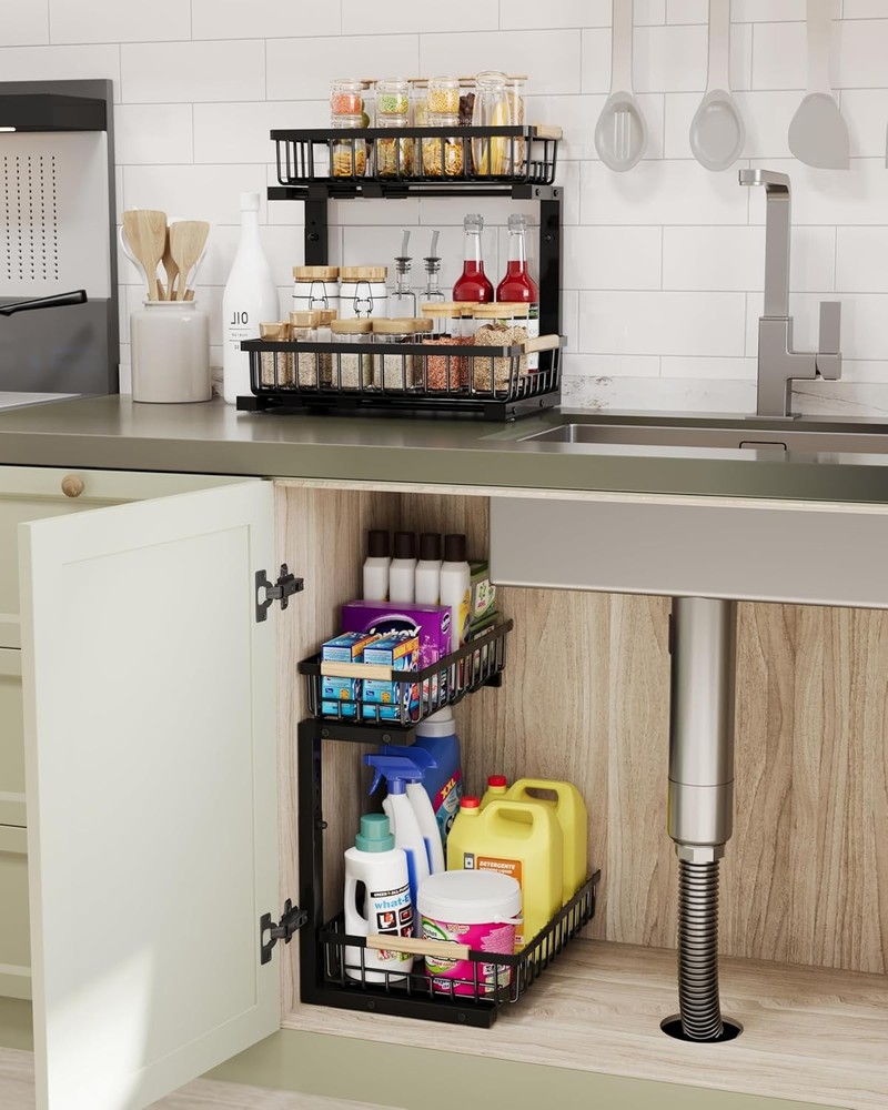 Under Sink Organizer Storage Families Pull Out Storage Undersink Organizers