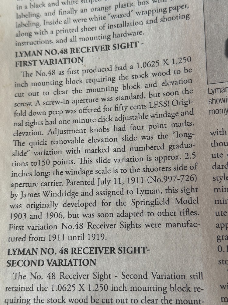Lyman 48 first variation for 1903 Springfield