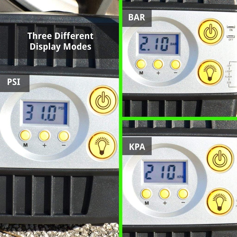 12V Tire Inflator Air Compressor - Portable Automatic Digital Tire Pump