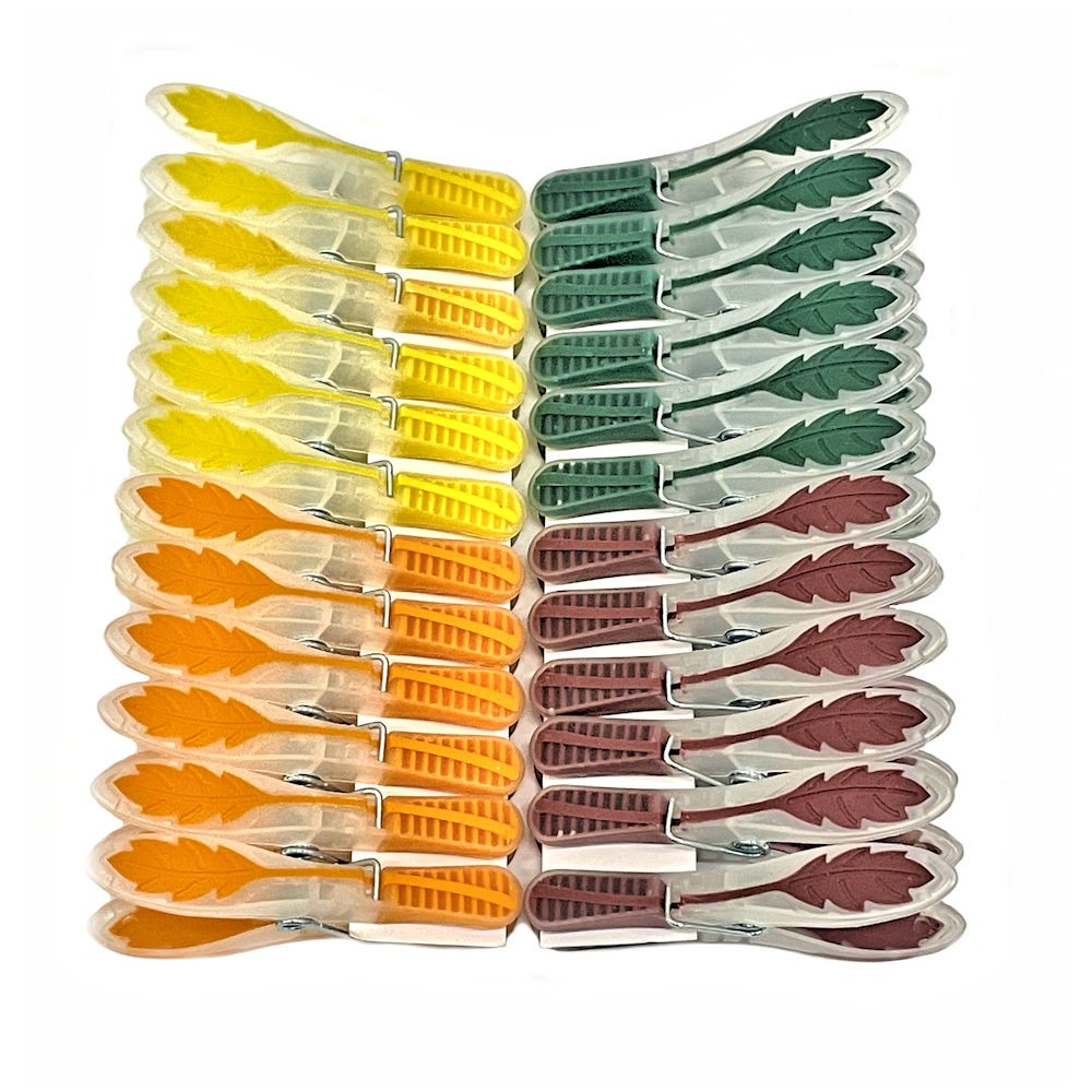Smart Home Fall Leaf Themed Plastic Clothespins with Non-Slip Grips, 24 Pack