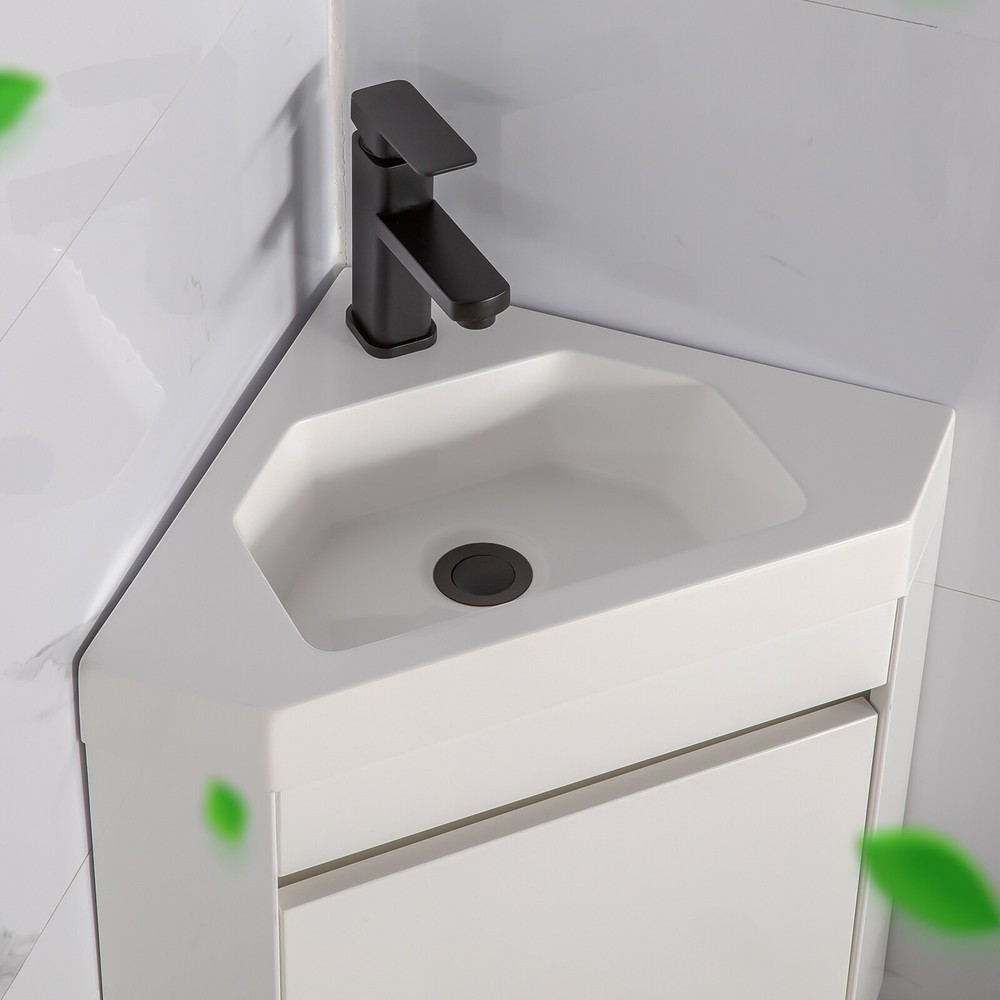 Wall Mounted Corner Bathroom Vanity Sink Combo for Small Space